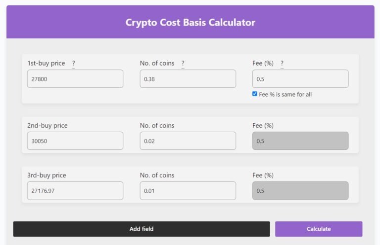 how to calculate average price for crypto