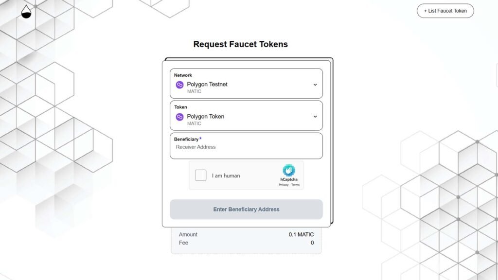 Polygon Faucet to get free testnet MATIC tokens