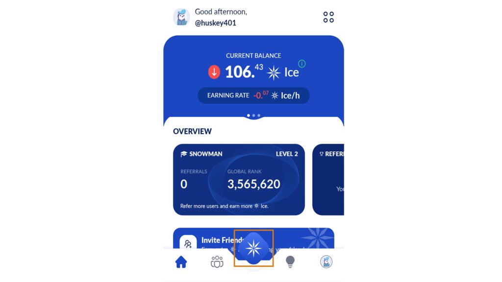 Ice Network app dashboard